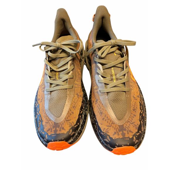 Hoka One One Speedgoat 5 Trail Running Shoes Brown Orange Camo Mens 10.5D main image 5